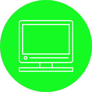 White and green picture of a computer monitor